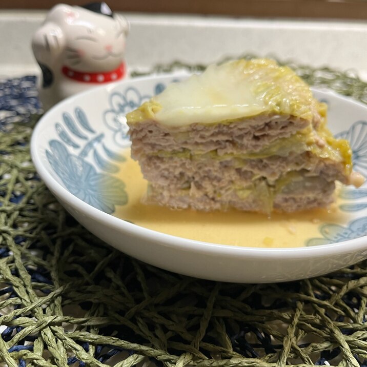 重ねるだけ♬挽き肉と白菜のミルフィーユ煮